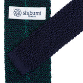 Crunchy Silk Knit Tie Navy Green Mottled