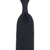 Crunchy Silk Knit Tie - Navy Mottled