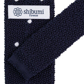 Crunchy Silk Knit Tie Navy Dots