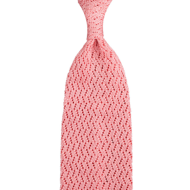Zigzag Silk Knit Tie - Pink