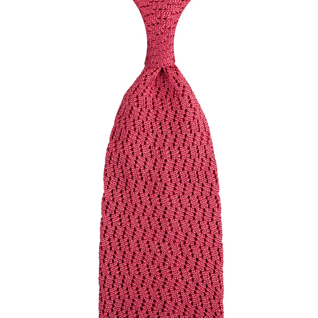 Zigzag Silk Knit Tie - Salmon