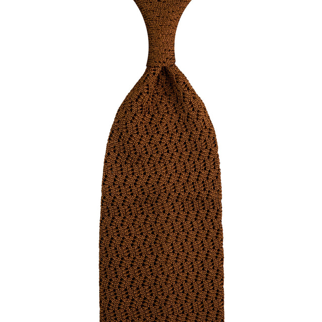 Zigzag Silk Knit Tie - Copper