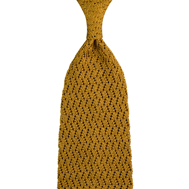 Zigzag Silk Knit Tie - Mustard