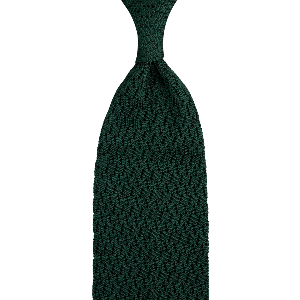 Zigzag Silk Knit Tie Green