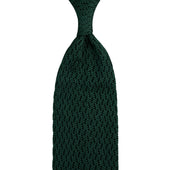 Zigzag Silk Knit Tie - Forest Green