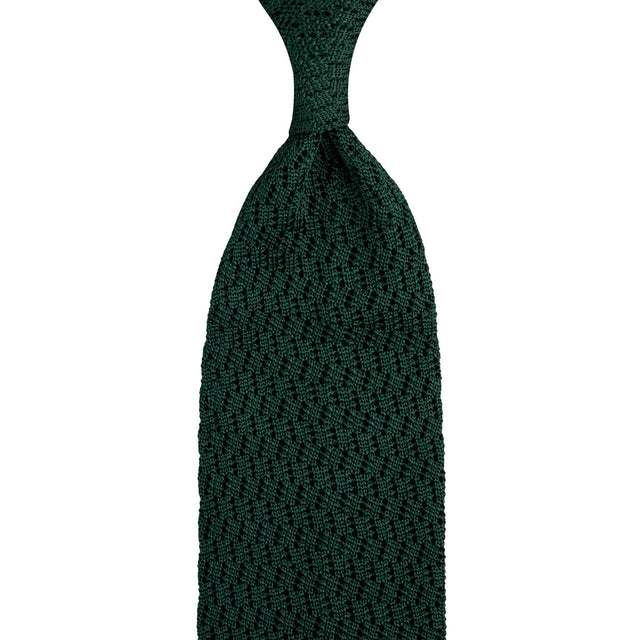 Zigzag Silk Knit Tie - Forest Green