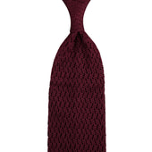Zigzag Silk Knit Tie - Burgundy