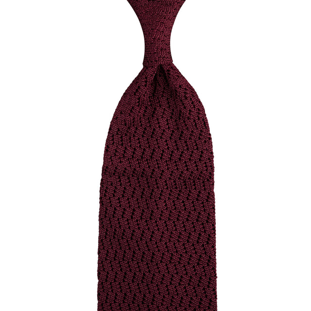 Zigzag Silk Knit Tie - Burgundy