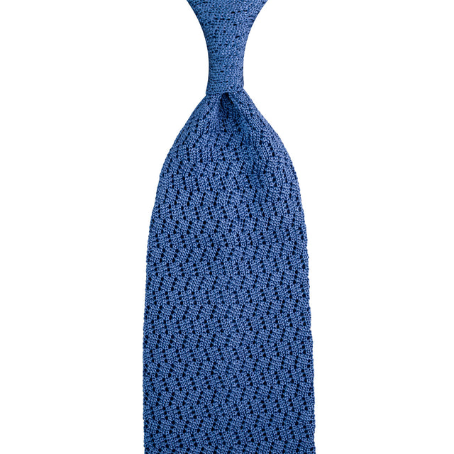 Zigzag Silk Knit Tie - Powder Blue