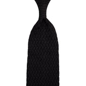 Zigzag Silk Knit Tie - Black