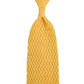 Zigzag Silk Knit Tie - Pale Yellow