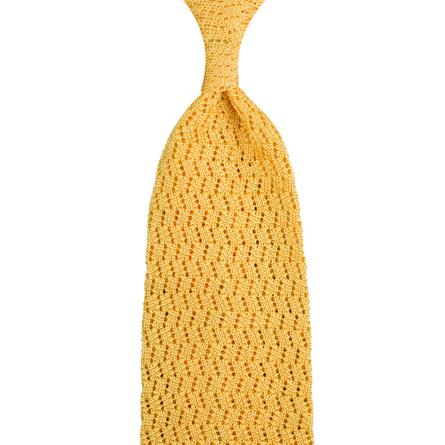 Zigzag Silk Knit Tie - Pale Yellow