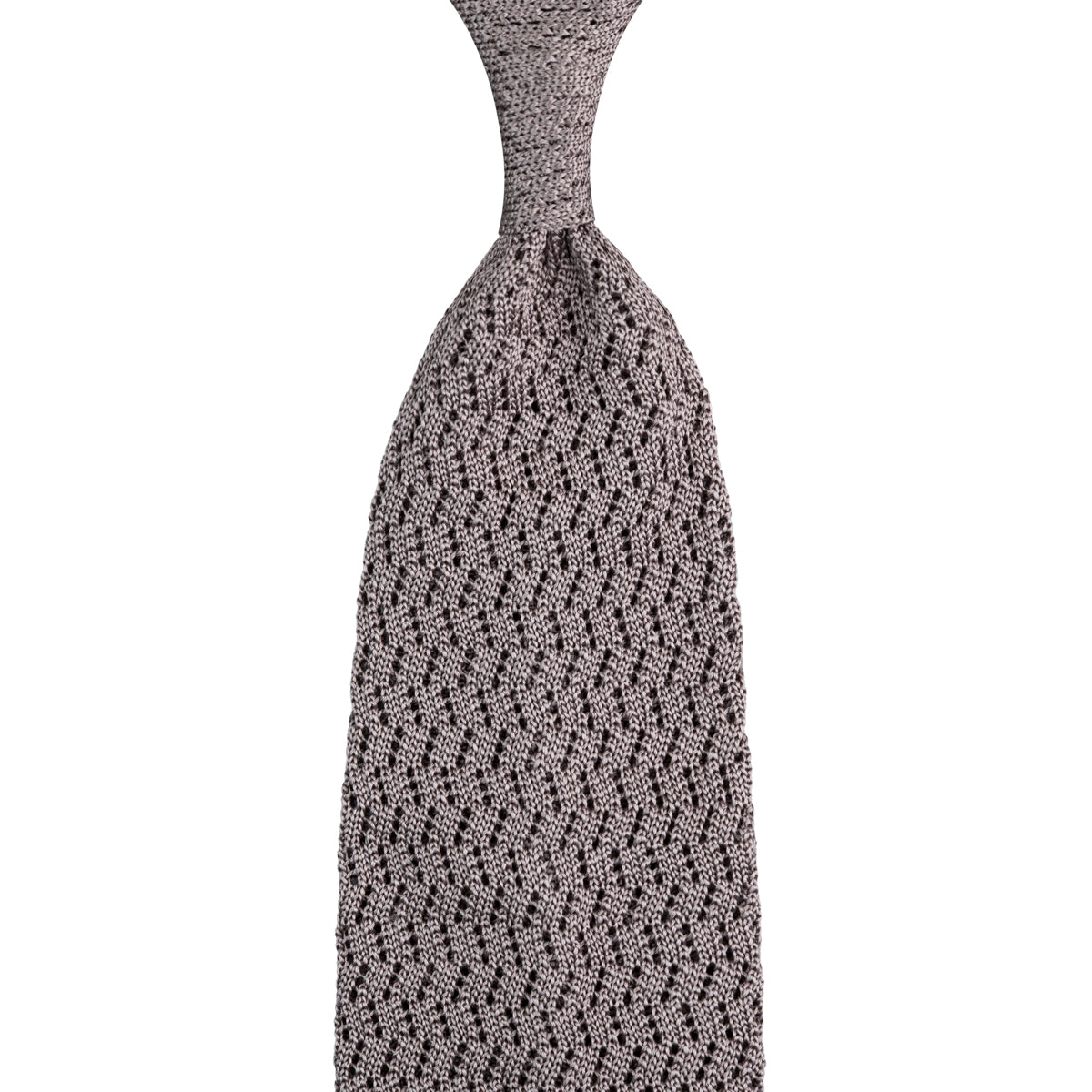Zigzag Silk Knit Tie Grey
