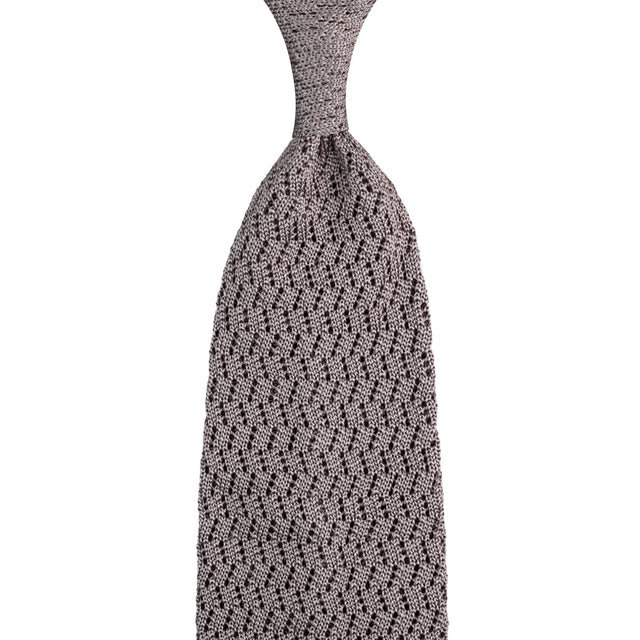 Zigzag Silk Knit Tie - Grey