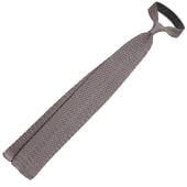 Zigzag Silk Knit Tie Grey