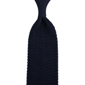 V Point Knit Tie Midnight Silk