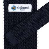 V Point Knit Tie Midnight Silk