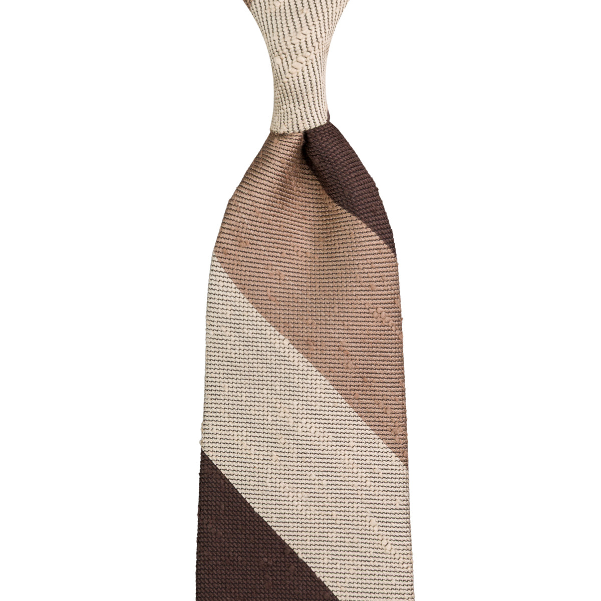 Striped Shantung Silk Tie Brown Beige