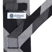 Triple Block Stripe Cashmere / Silk Grenadine Tie - Black / Grey / White
