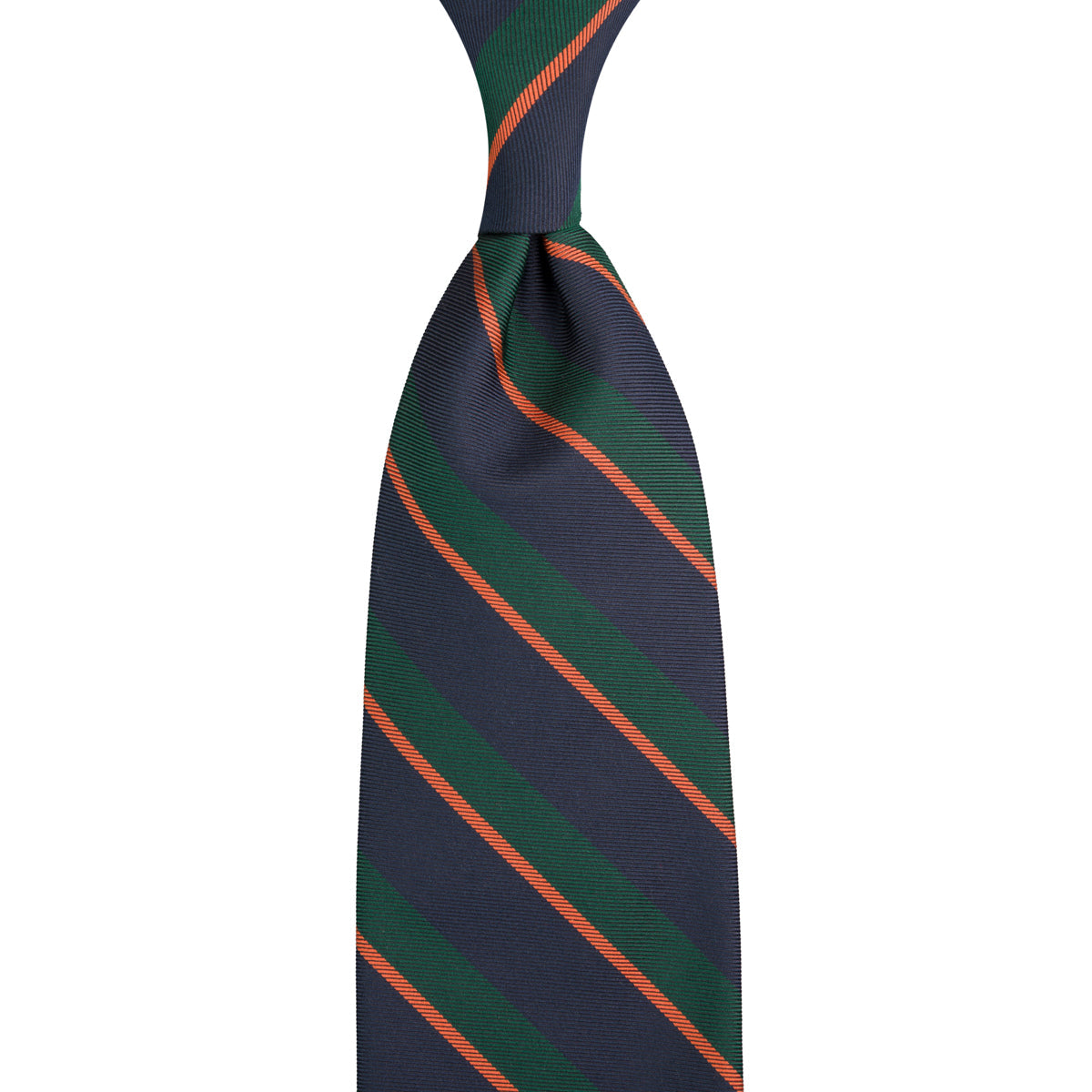 Repp Stripe Silk Tie Forest Hand Rolled