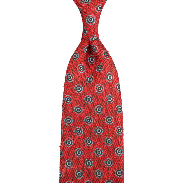 Floral Shantung Silk Tie - Rust - Hand-Rolled