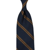 Striped Fina Grenadine Silk Tie - Navy / Yellow / Red