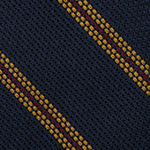 Striped Fina Grenadine Silk Tie Navy Yellow Red