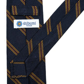 Striped Fina Grenadine Silk Tie Navy Yellow Red