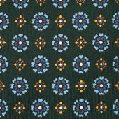 Floral Printed Silk Tie Mader Green Hand Rolled