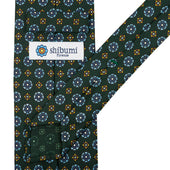 Floral Printed Silk Tie Mader Green Hand Rolled