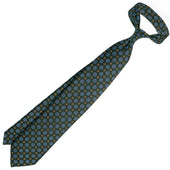 Floral Printed Silk Tie Mader Green Hand Rolled
