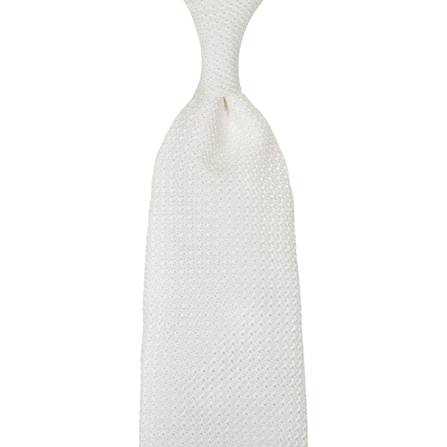 Grenadine / Garza Grossa Tie - White - Hand-Rolled