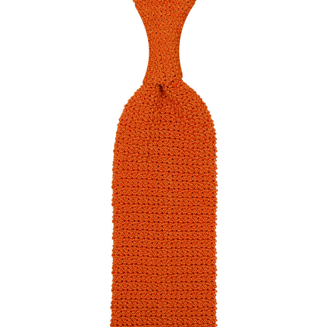 Crunchy Silk Knit Tie - Orange