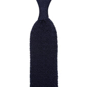 Crunchy Silk Knit Tie - Navy