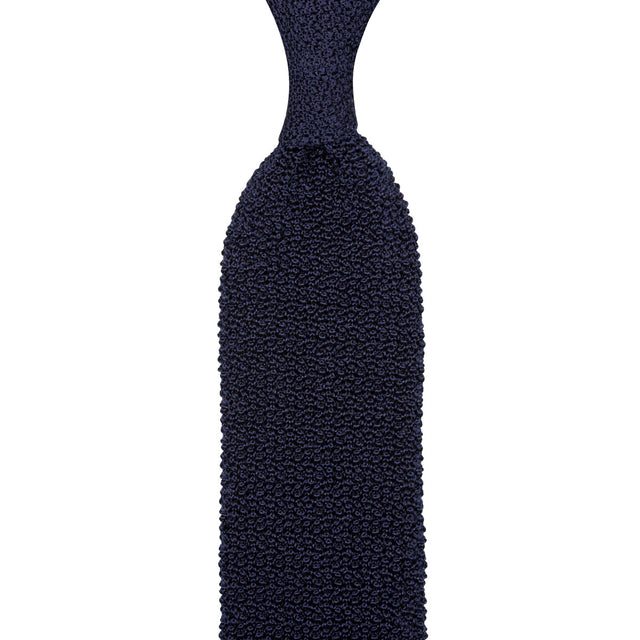 Crunchy Silk Knit Tie - Navy