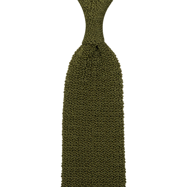 Crunchy Silk Knit Tie - Olive
