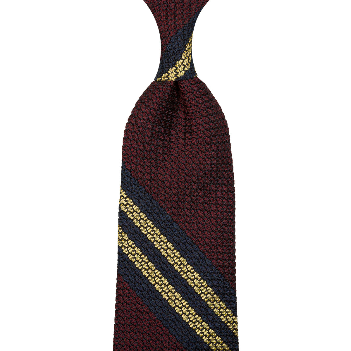 Striped Grossa Grenadine Silk Tie Navy Burgundy