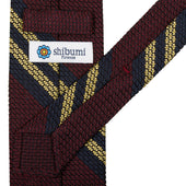 Striped Grossa Grenadine Silk Tie Navy Burgundy