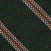 Striped Fina Grenadine Silk Tie Forest Beige