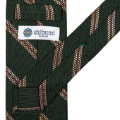 Striped Fina Grenadine Silk Tie Forest Beige