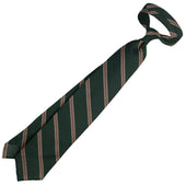 Striped Fina Grenadine Silk Tie Forest Beige