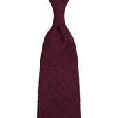 Plain Shantung Silk Tie - Burgundy - Hand-Rolled