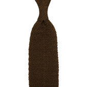 Crunchy Silk Knit Tie - Brown