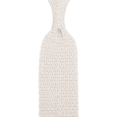 Crunchy Silk Knit Tie - White