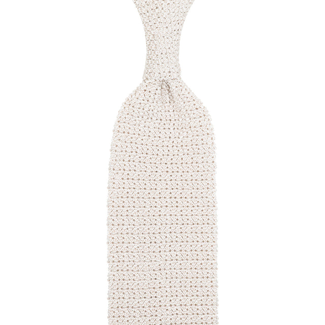 Crunchy Silk Knit Tie - White