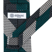 Kuska Handwoven Striped Grossa Grenadine Tie Grey White