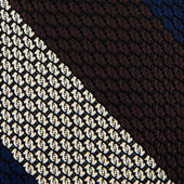 Kuska Handwoven Striped Grossa Grenadine Tie Navy Brown