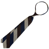 Kuska Handwoven Striped Grossa Grenadine Tie Navy Brown