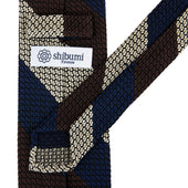 Kuska Handwoven Striped Grossa Grenadine Tie Navy Brown