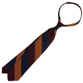 Kuska Handwoven Striped Grossa Grenadine Tie Navy Burgundy